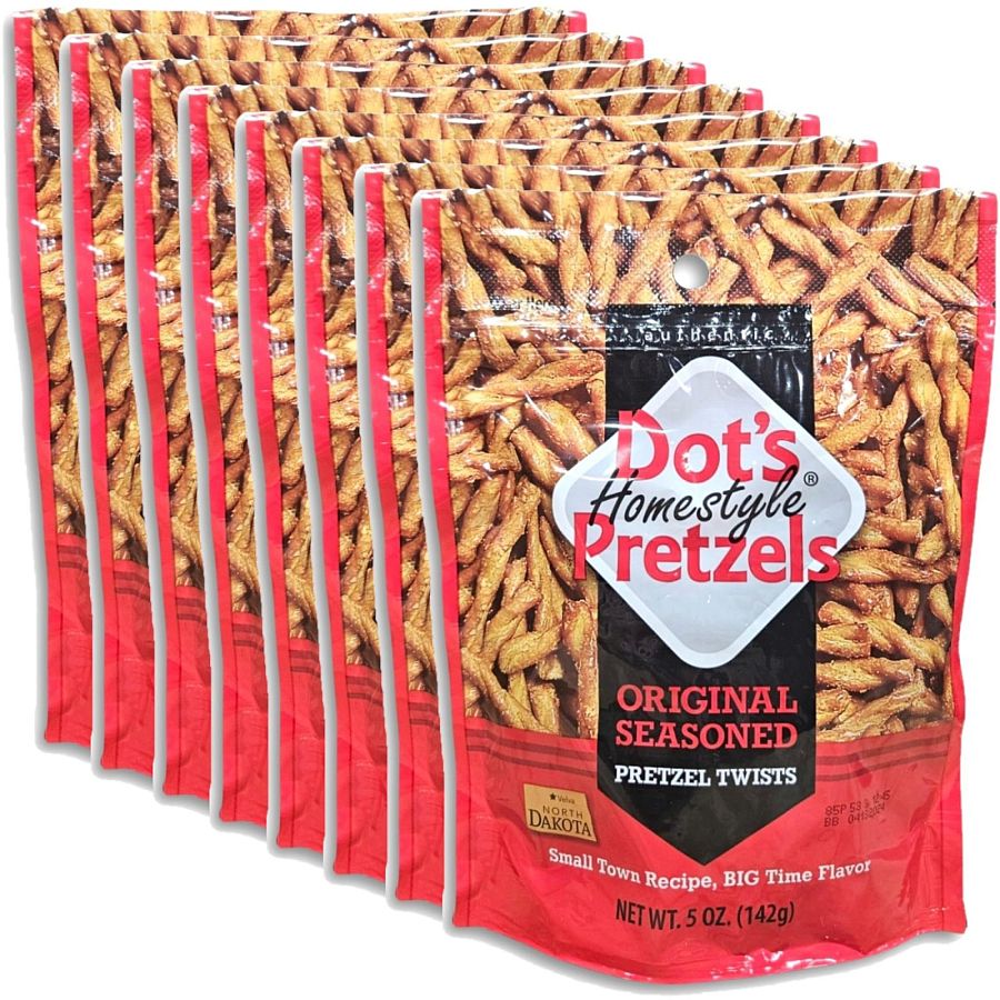 Dot's Homestyle Pretzels Original Seasoned Pretzel Twists, 5 Ounce Bag, Pack of 8 - Specialty Snack by Dot's Homestyle Pretzels