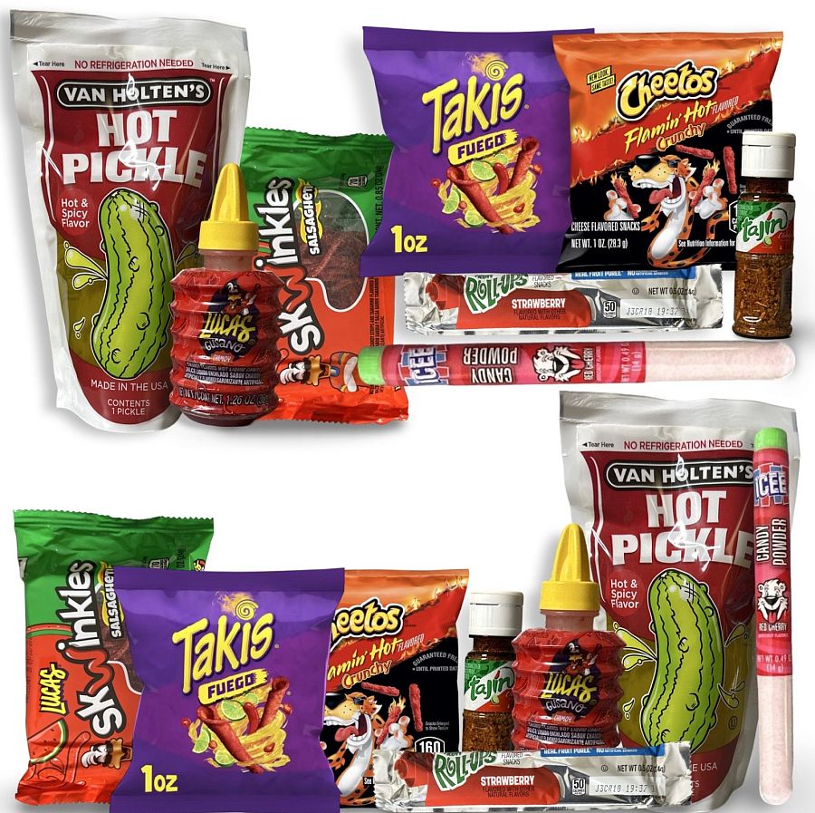 Double Spicy Pickle Chamoy, 2 of Each - 16 Piece Kit With Icee Powder - Specialty Snack by ICEE