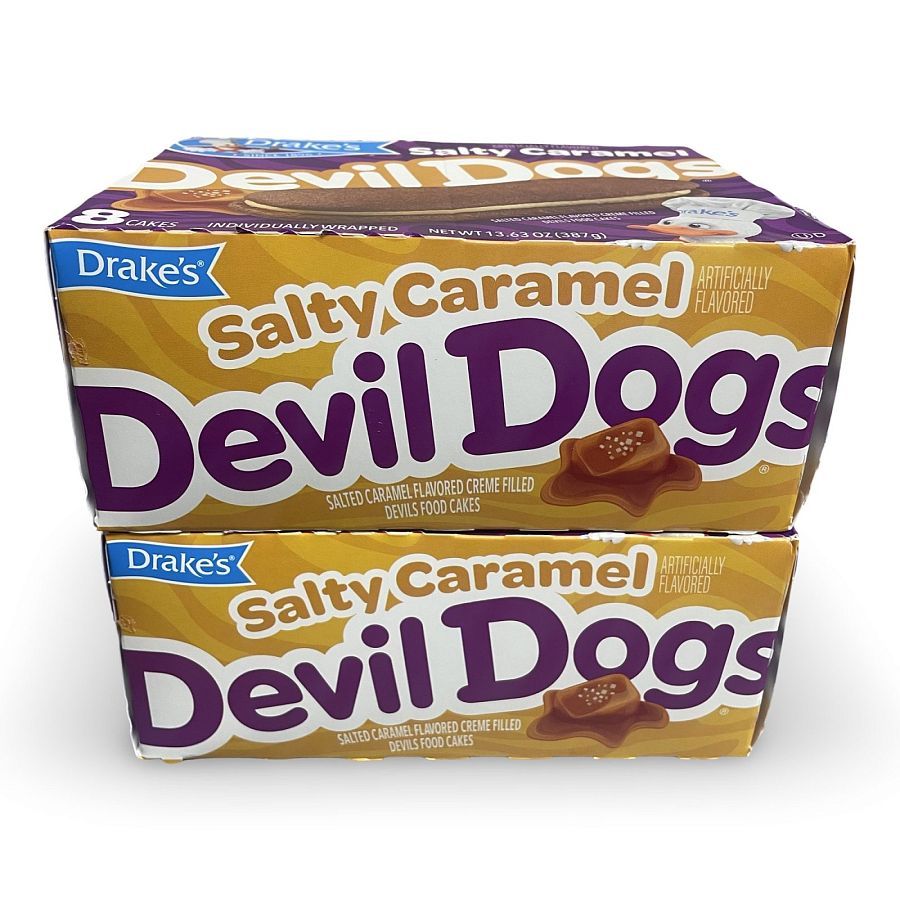 Drake's Limited Edition Devil Dogs – 2 Boxes | Salted Caramel Chocolate Snack Cake Sandwiches - Specialty Snack by Drake's