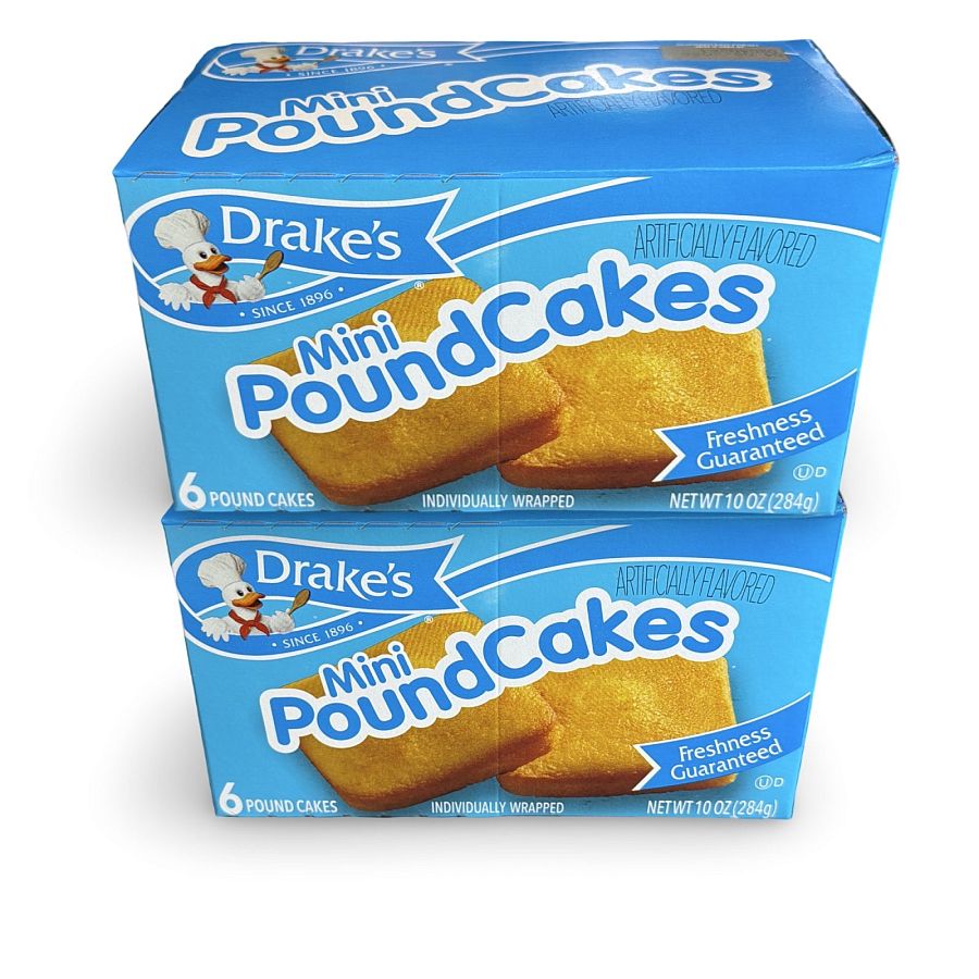 Drake's Mini Pound Cakes – 2 Boxes | 6 Cakes per Box (12 Total Cakes) - Specialty Snack by Drake's