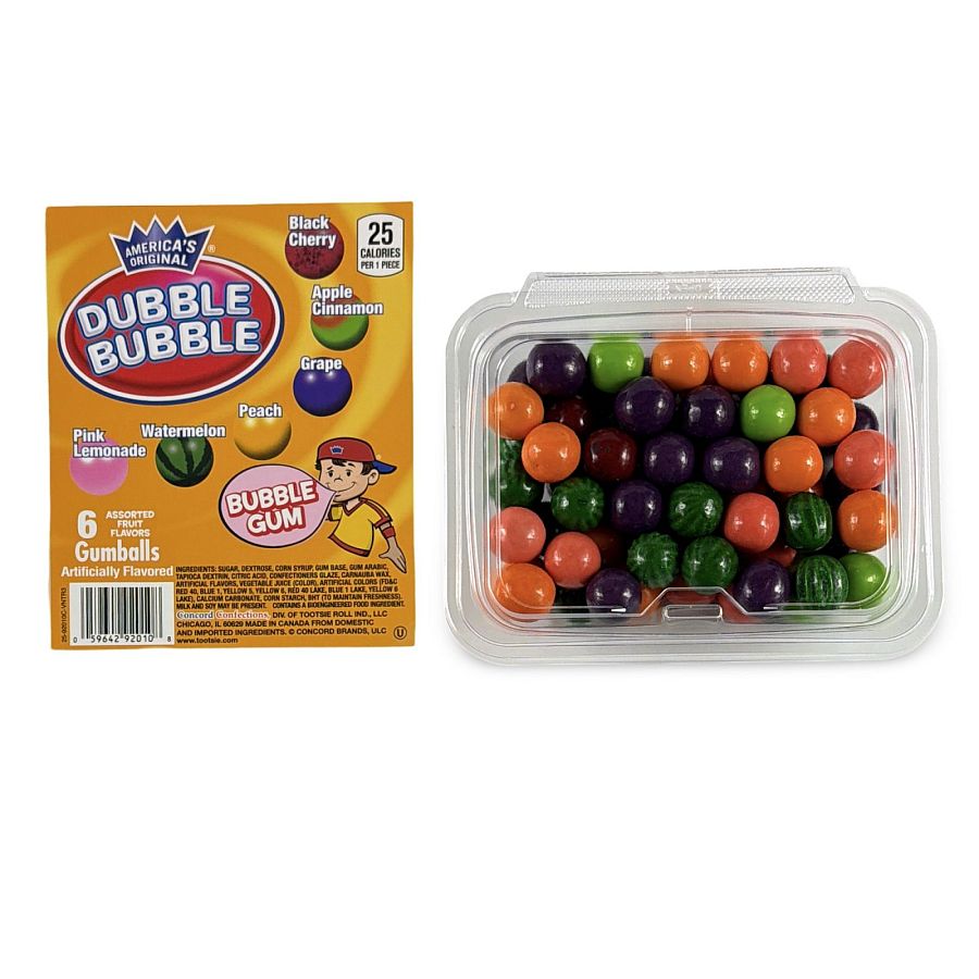 Dubble Bubble Gumball Tub – Classic & Filled Bubble Gum | 6 Flavor Fruit - Specialty Snack by Dubble Bubble