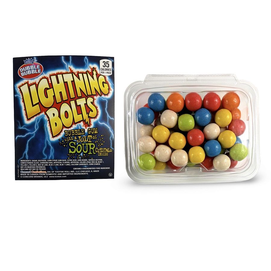 Dubble Bubble Gumball Tub – Classic & Filled Bubble Gum | Filled Lightning Bolts - Specialty Snack by Dubble Bubble