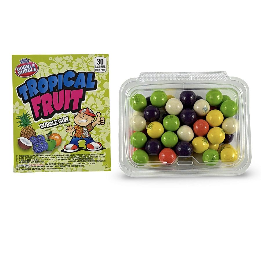 Dubble Bubble Gumball Tub – Classic & Filled Bubble Gum | Tropical Fruit Mix - Specialty Snack by Dubble Bubble