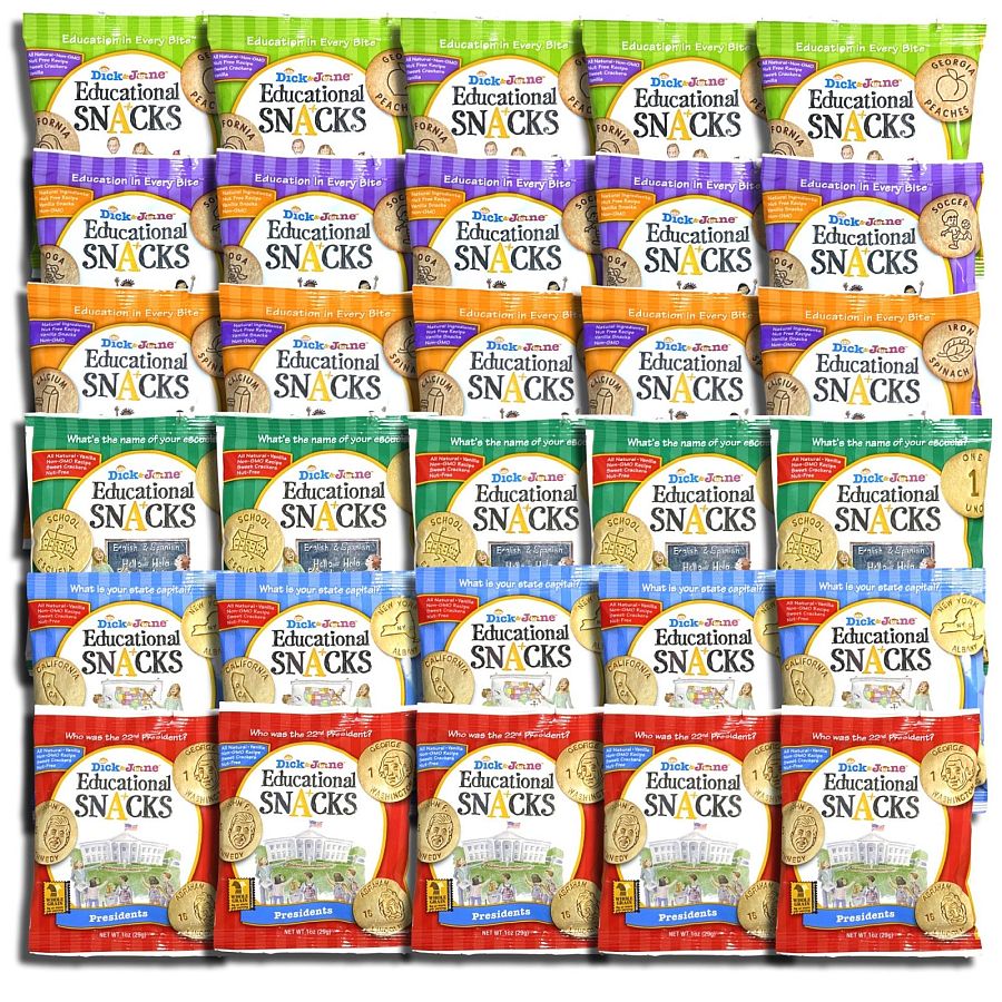 Educational Snack Crackers by Dick & Jane | 1 Ounce | Variety | Pack of 30 - Specialty Snack by Dick & Jane