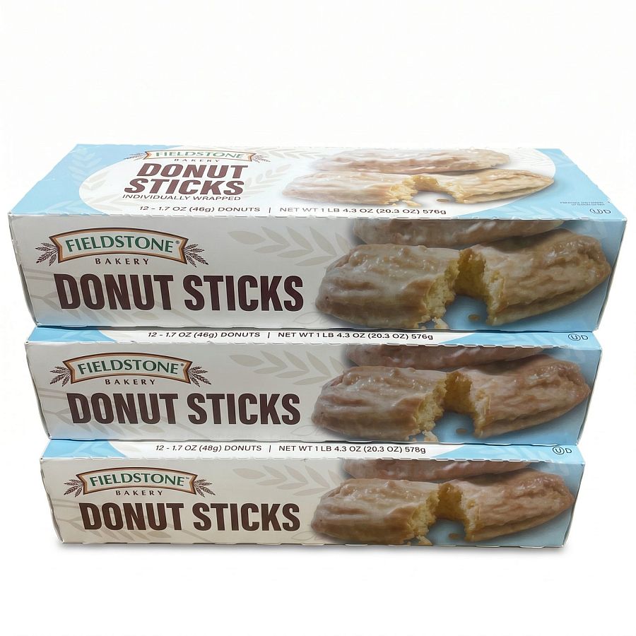 Fieldstone Bakery Snack Cakes & Pastries | Donut Sticks (3 Boxes) - Specialty Snack by Fieldstone Bakery