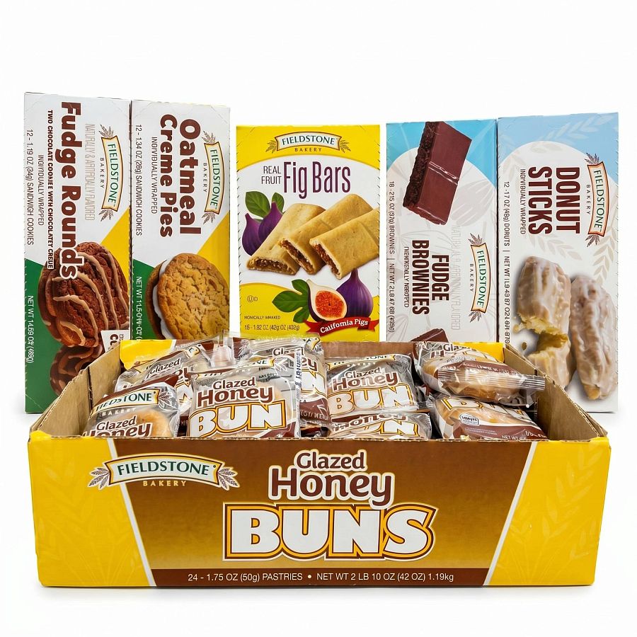 Fieldstone Bakery Variety Packs, Individually Wrapped Pastries, Choose Ultimate Bakery, Bakery Favorites, Oatmeal & Fudge Round, or Cream Pie Assortment - Specialty Snack by Fieldstone Bakery