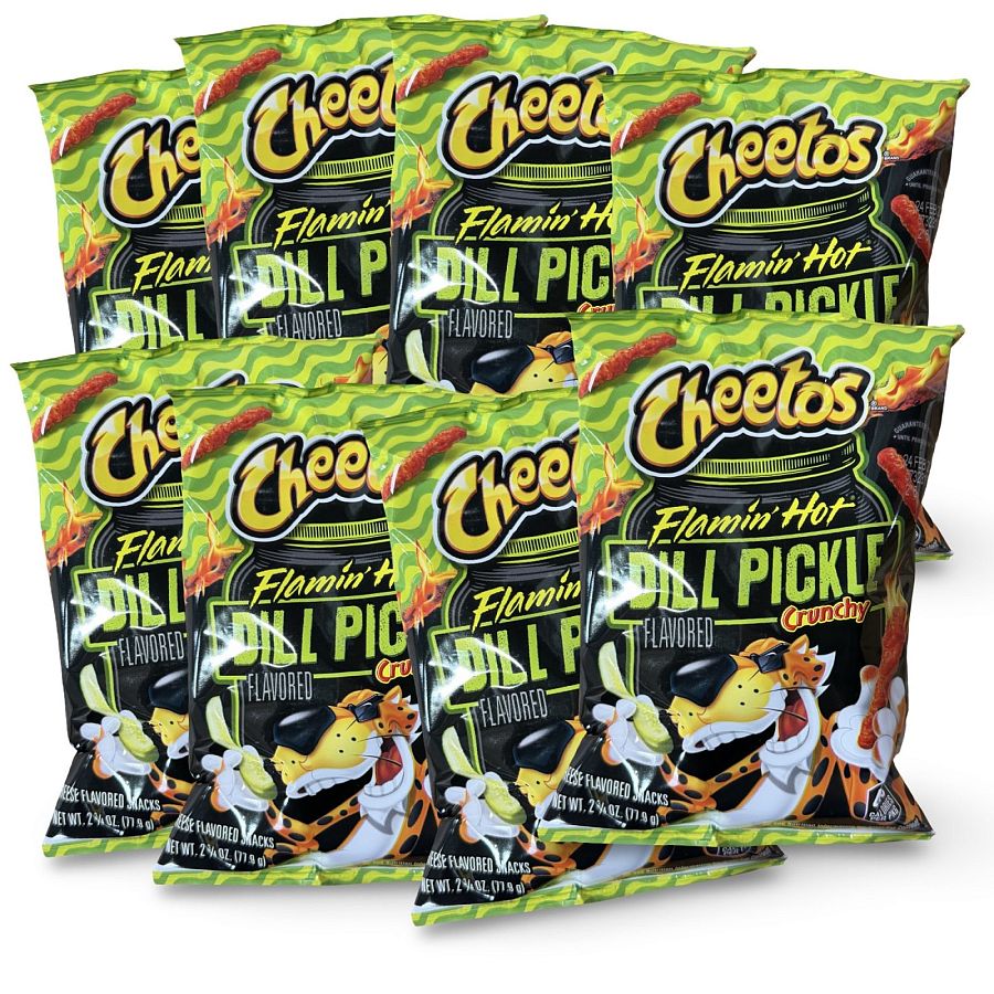 Flamin’ Hot Spicy Dill Pickle Crunchy Cheetos – 2.75 oz Bags, 8 Count - Specialty Snack by Frito-Lay