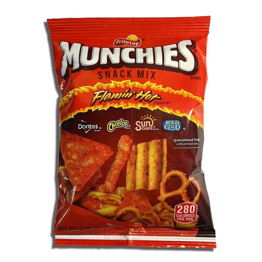Frito Lay Munchies Flamin' Hot Snack Mix 2 Oz Bags Pack of 8 Spicy Variety Pack with Doritos Cheetos SunChips & Pretzels - Specialty Snack by Frito-Lay