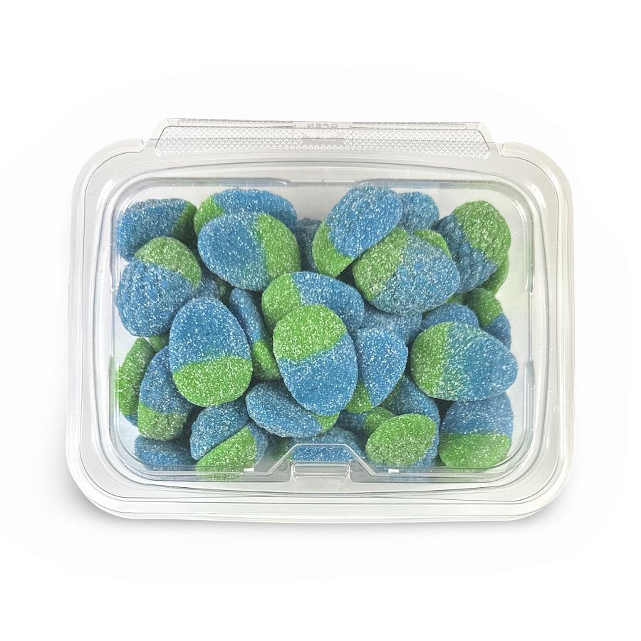 Fruit Flavored and Shaped Gummies, Blue Raspberry Filled, 1 lb. Tub - Specialty Snack by Tribeca Curations