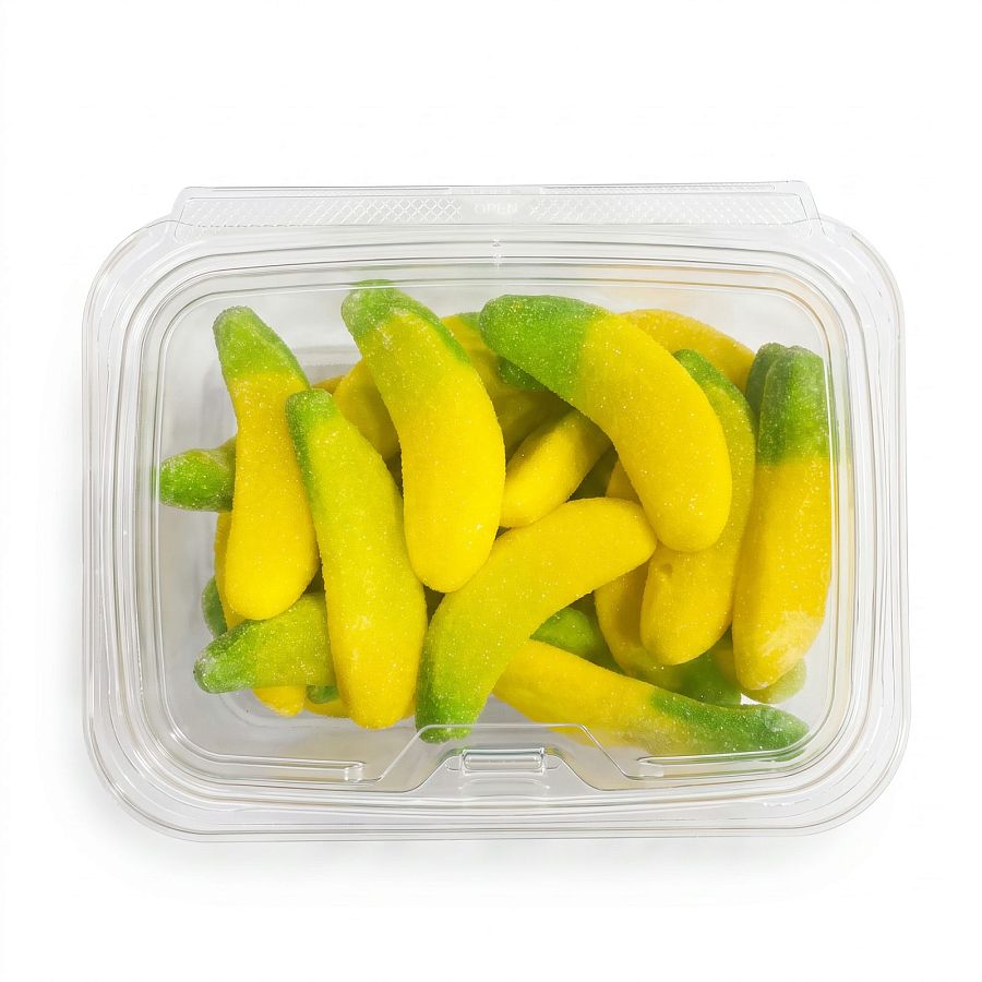 Fruit Flavored and Shaped Gummies, Swedish Jelly Filled Banana, 1 lb. Tub - Specialty Snack by TRIBECA CURATIONS