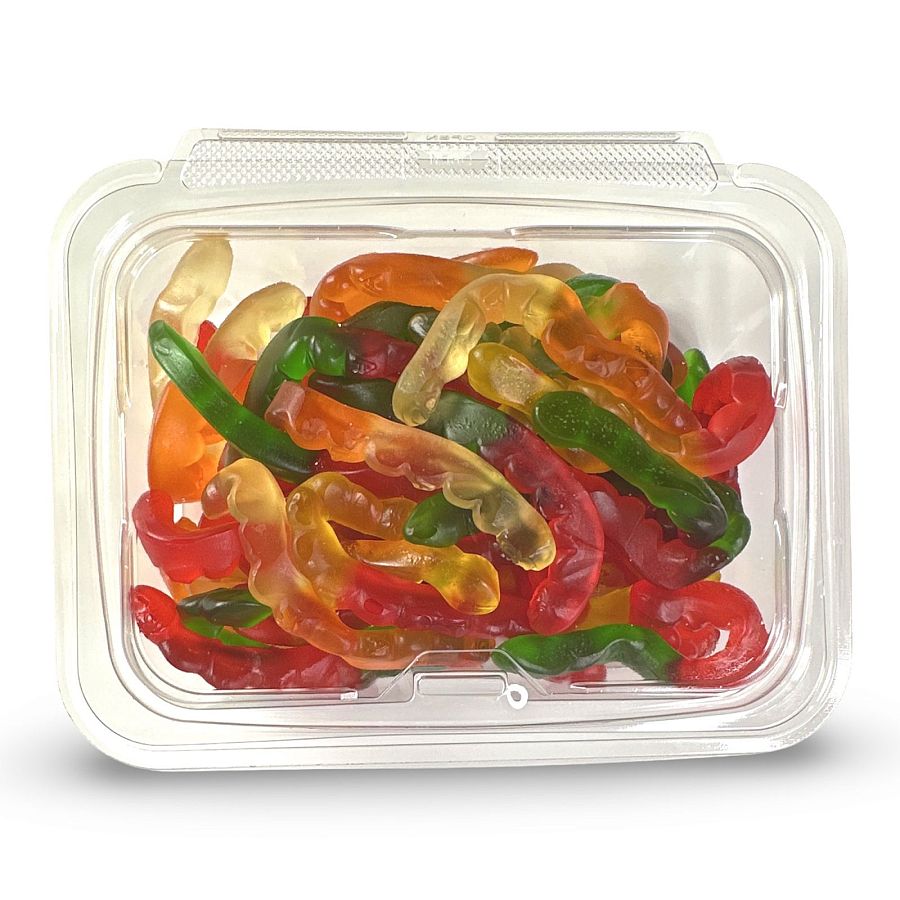 Fruity Flavorful Colorful Nostalgic Gummy Large Fruit Worms Candy,  1 Lb. Tub - Specialty Snack by Tribeca Curations