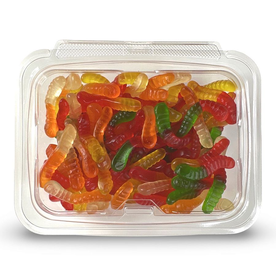 Fruity Flavorful Colorful Nostalgic Gummy Mini Fruit Worms Candy,  1 Lb. Tub - Specialty Snack by Tribeca Curations