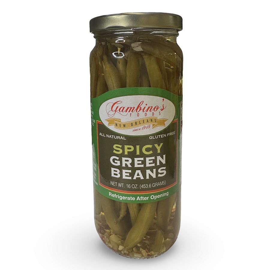 Gambino's New Orleans Spicy Pickled Green Beans, 16 Fl Oz - Specialty Snack by Gambino's