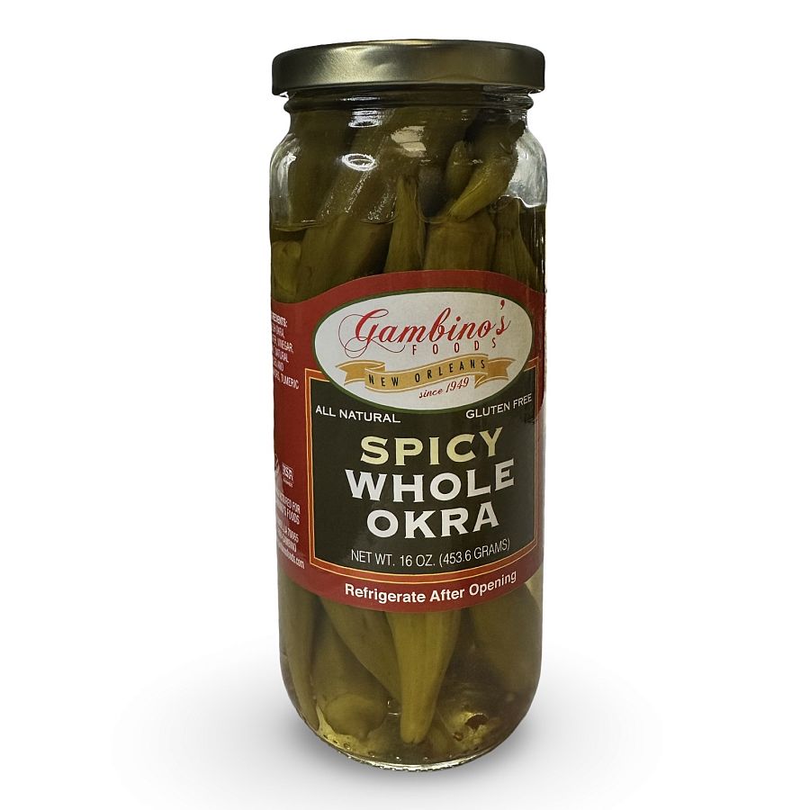 Gambino's New Orleans Spicy Pickled Whole Okra, 16 Fl Oz - Specialty Snack by Gambino's
