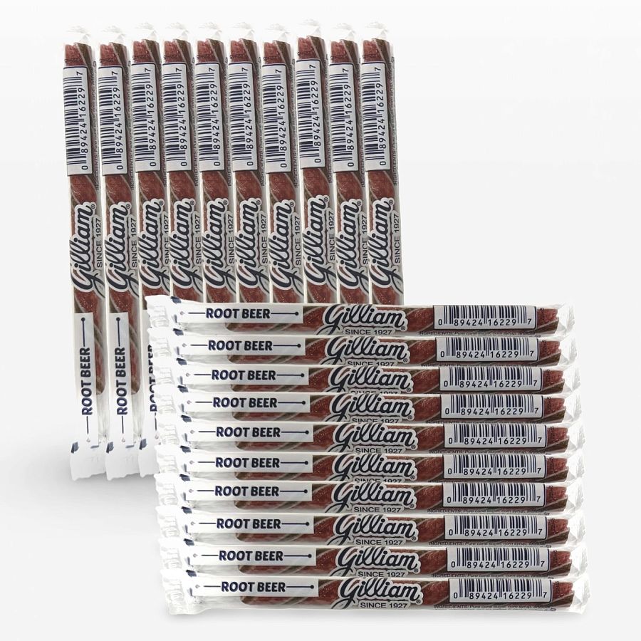 Gilliam Nostalgic Candy Sticks – Classic Retro Sweet Treats | Root Beer Flavor, 20 Count - Specialty Snack by Gilliam