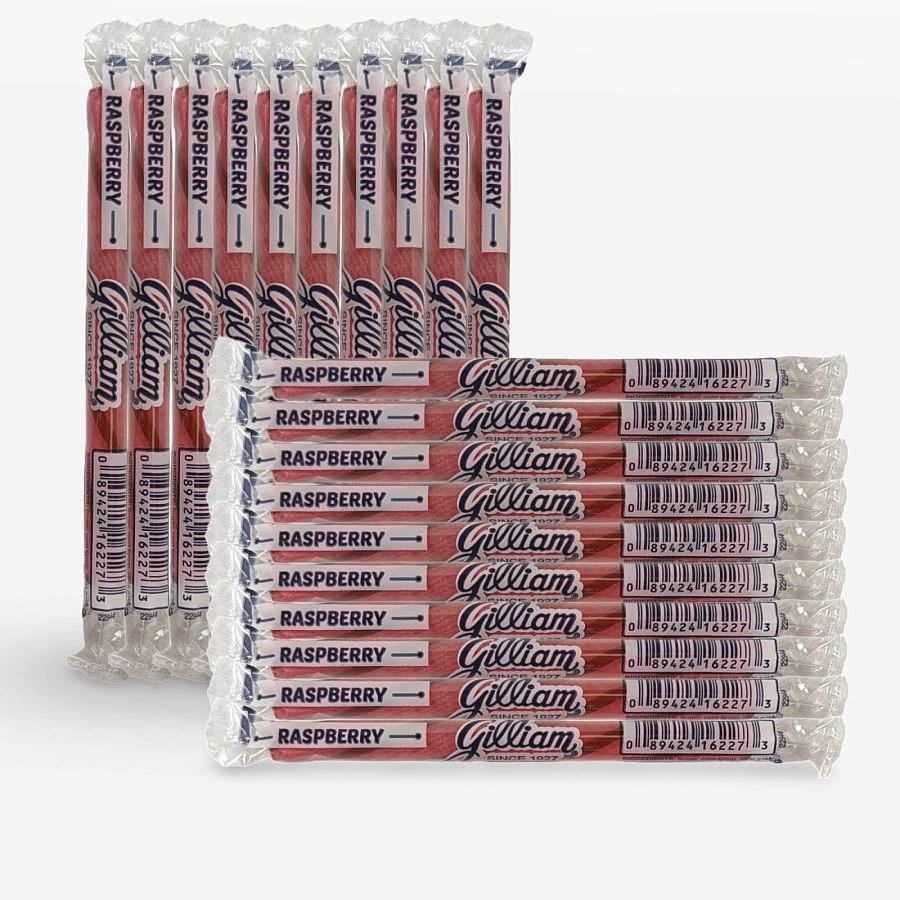 Gilliam Nostalgic Candy Sticks – Classic Retro Sweet Treats | Raspberry Flavor, 20 Count - Specialty Snack by Gilliam