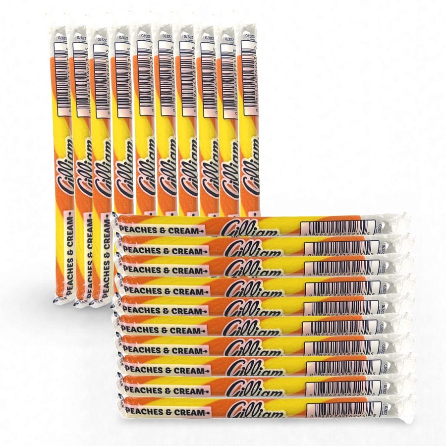 Gilliam Nostalgic Candy Sticks – Classic Retro Sweet Treats | Peaches and Cream Flavor, 20 Count - Specialty Snack by Gilliam