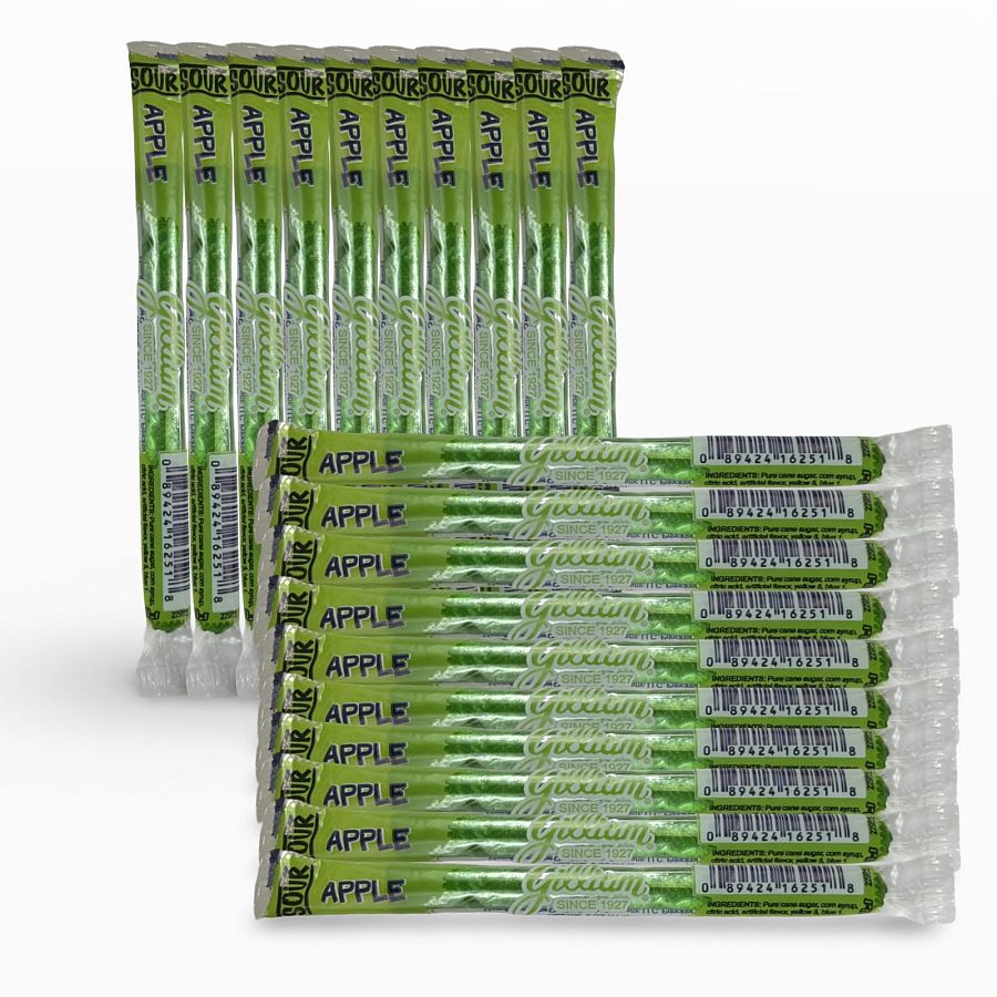 Gilliam Nostalgic Candy Sticks – Classic Retro Sweet Treats | Sour Green Apple Flavor, 20 Count - Specialty Snack by Gilliam