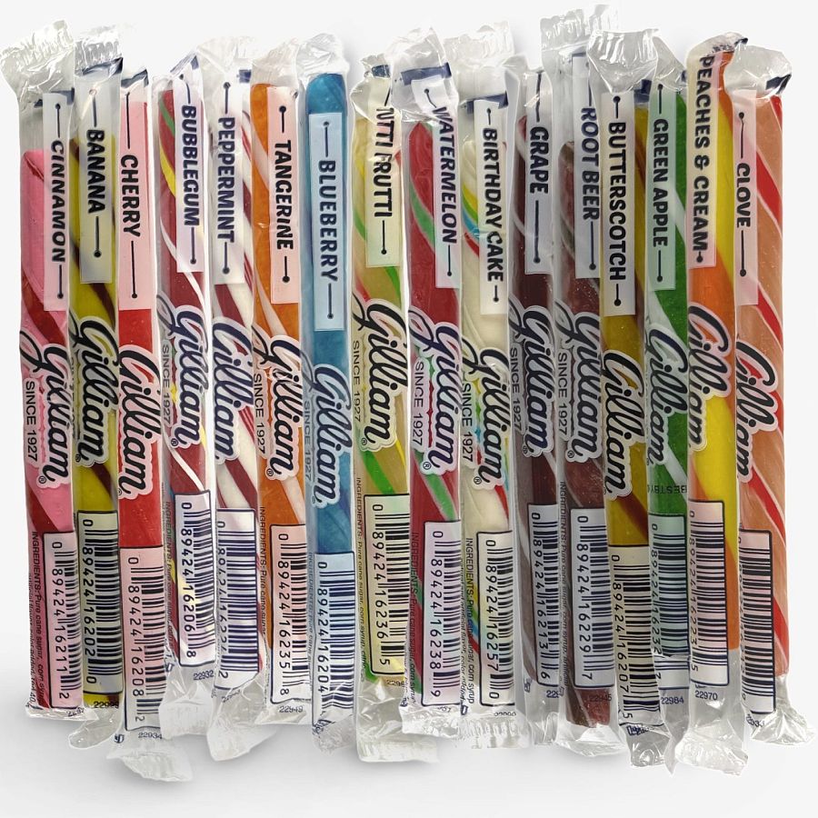Gilliam Old Fashioned Candy Sticks, 16 Unique Flavor Variety Pack - Specialty Snack by Gilliam