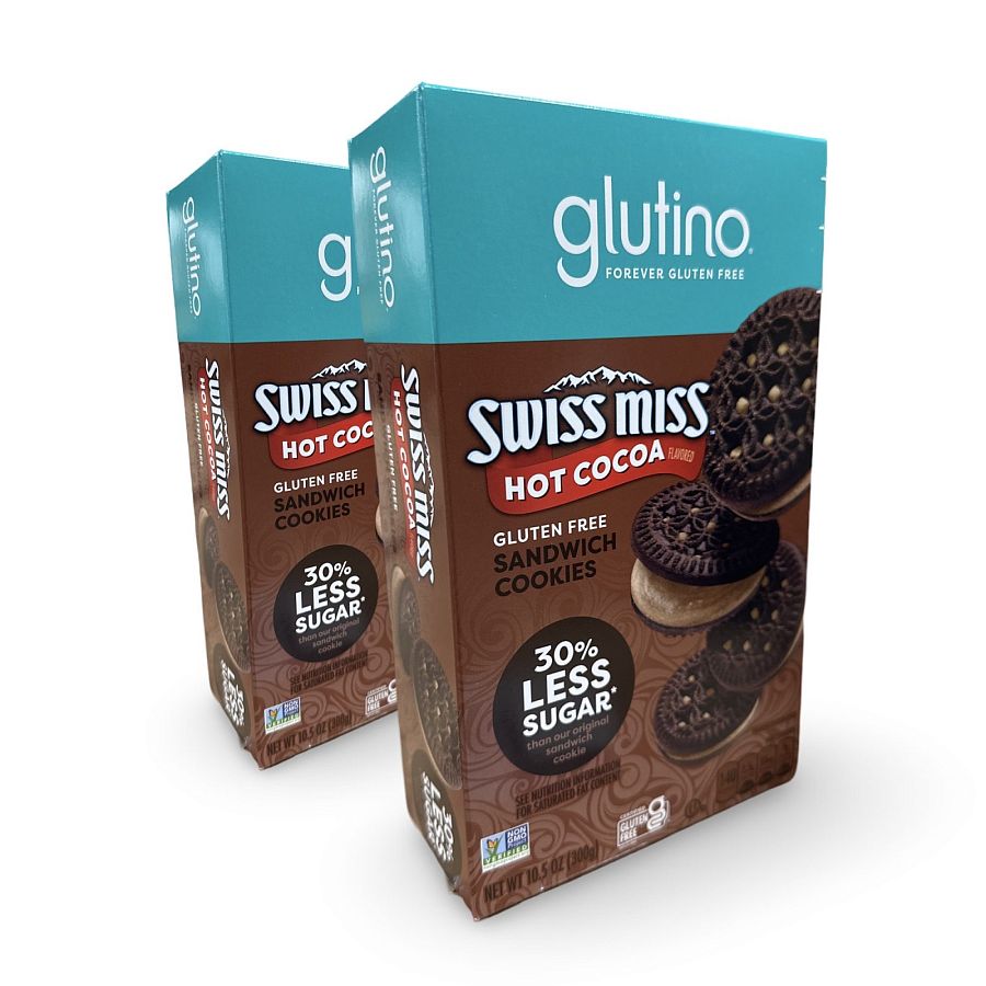 Glutino Swiss Miss Hot Cocoa Sandwich Cookies, Gluten Free, 2 Boxes - Specialty Snack by Glutino