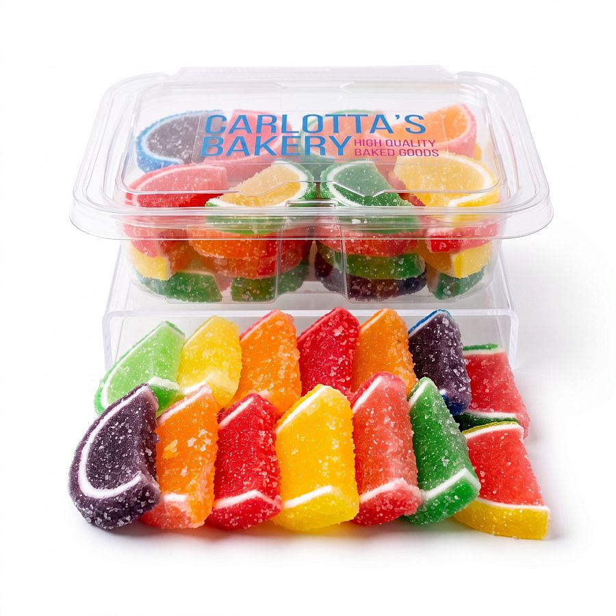 Gourmet Agar Jelly Fruit Slices, 1 lb Tub, Choose Mini or Full Size, 20+ Fruit Flavors, Vegan & Gluten Free - Specialty Snack by Carlotta's Bakery