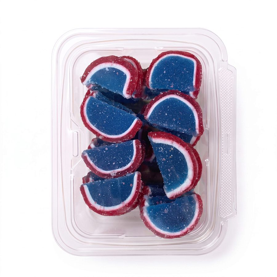 Gourmet Agar Jelly Fruit Slices, 1 lb Tub, Full Size, 20+ Fruit Flavors | Blue Raspberry - Specialty Snack by Carlotta's Bakery