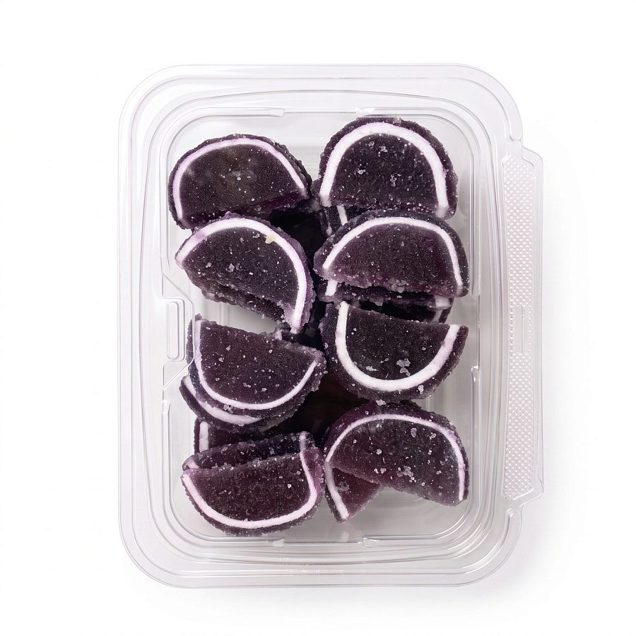 Gourmet Agar Jelly Fruit Slices, 1 lb Tub, Full Size, 20+ Fruit Flavors | Grape - Specialty Snack by Carlotta's Bakery