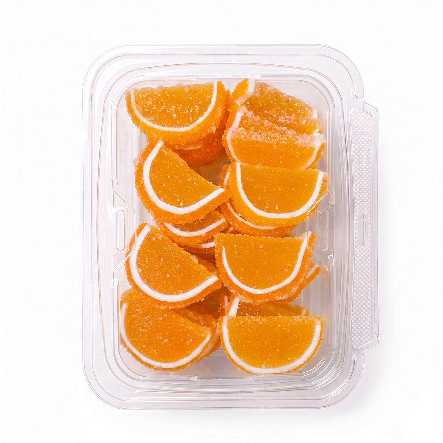 Gourmet Agar Jelly Fruit Slices, 1 lb Tub, Full Size, 20+ Fruit Flavors | Orange - Specialty Snack by Carlotta's Bakery