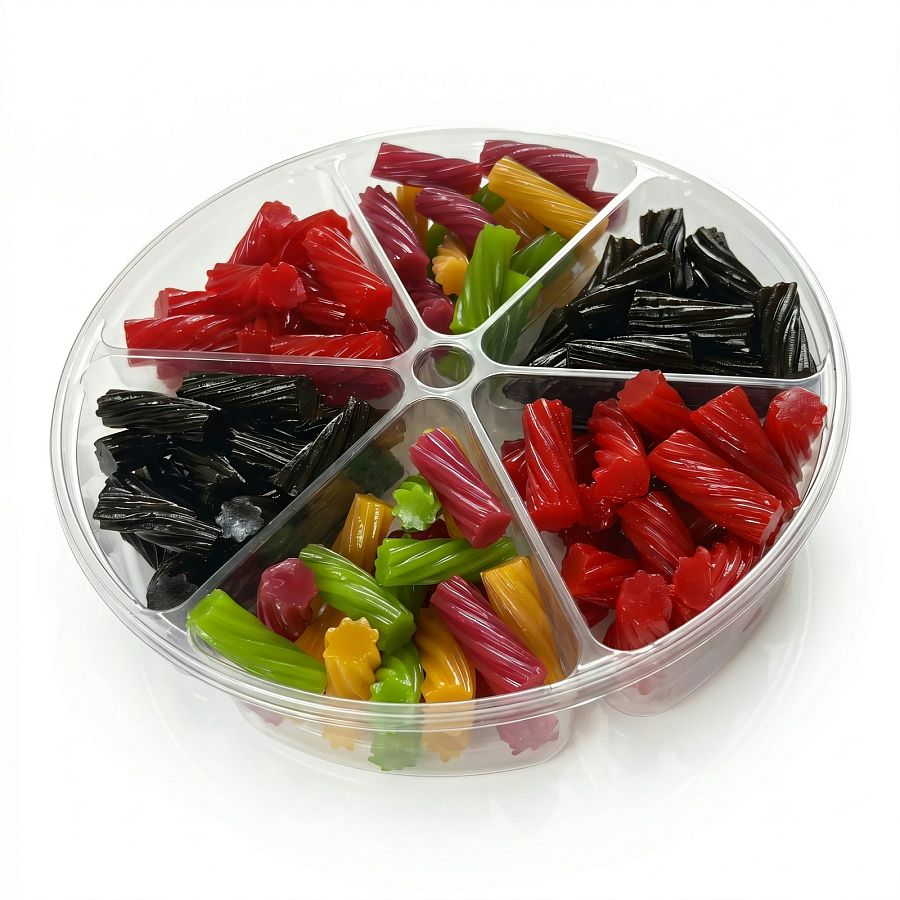Gourmet Candy Gift Licorice Tray | 2 lbs Licorice Candy Assortment with Premium Flavors | Perfect for Gifting & Sharing | 6-Compartment Gift Tray - Specialty Snack by Carlotta's Bakery