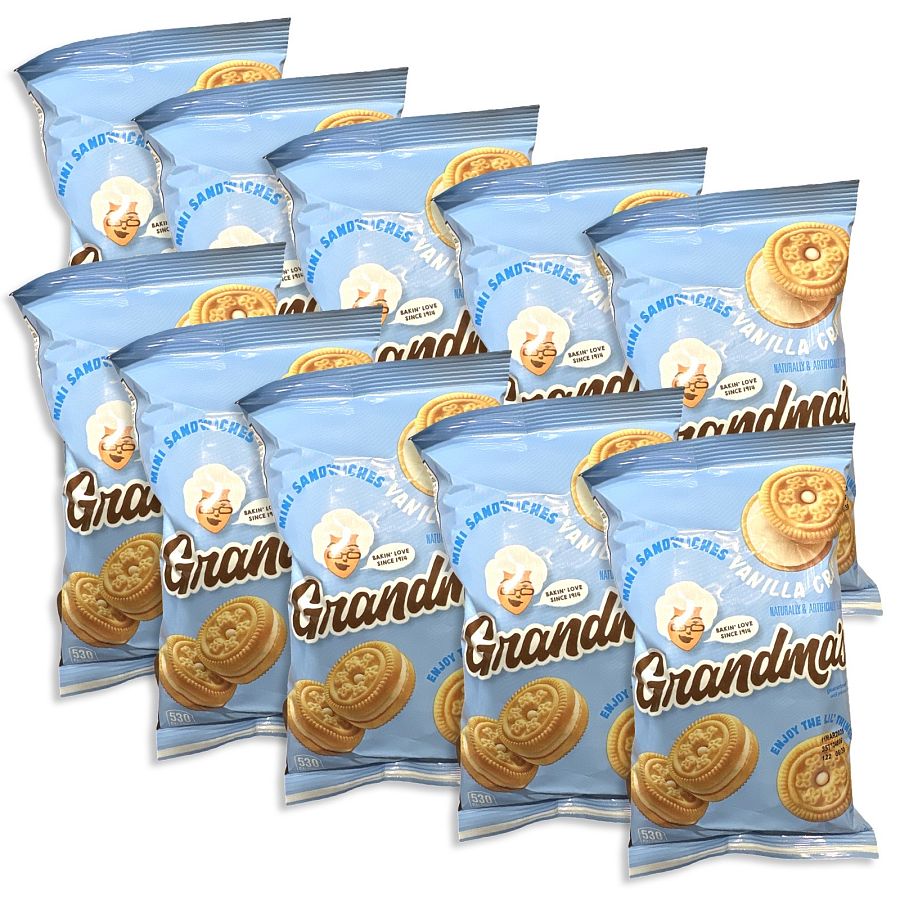 Grandma's Cookies 10 Pack, Mini Vanilla Cream Sandwich Cookies - Specialty Snack by Grandma's Cookies