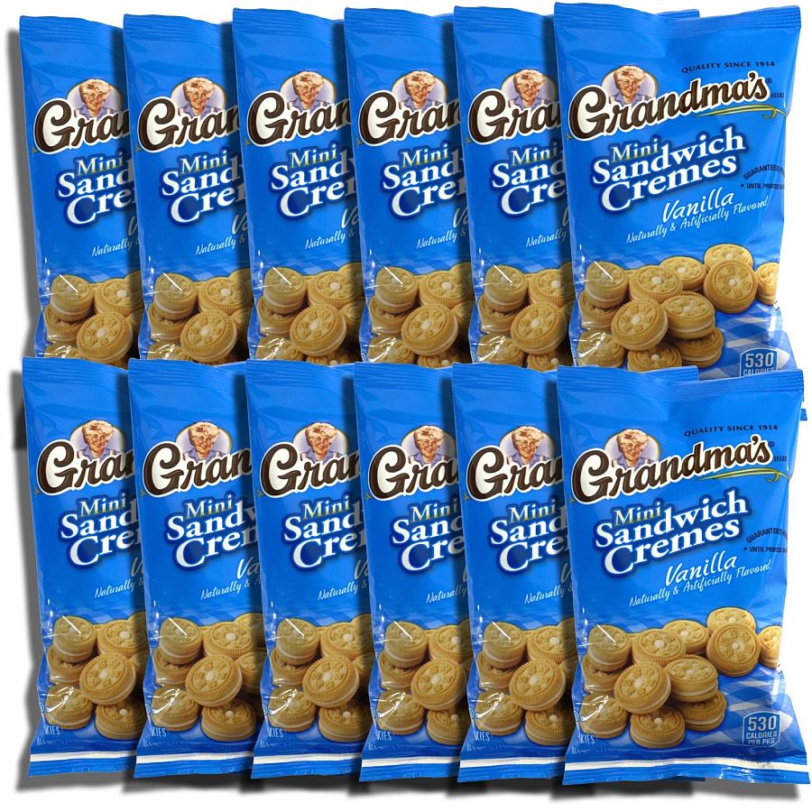 Grandma's Mini Vanilla Sandwich Cremes, 3.71 Oz Big Bags, 12 Pack - Specialty Snack by Frito-Lay