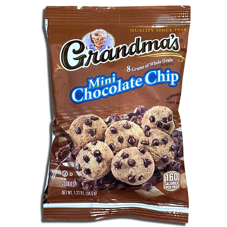 Grandma's Whole Grain Mini Chocolate Chip Cookies, 1.22 Oz, 10 Ct - Specialty Snack by Grandma's Cookies