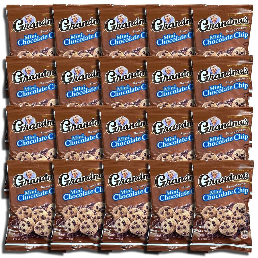 Grandma's Whole Grain Mini Chocolate Chip Cookies, 1.22 Oz, 20 Ct - Specialty Snack by Grandma's Cookies