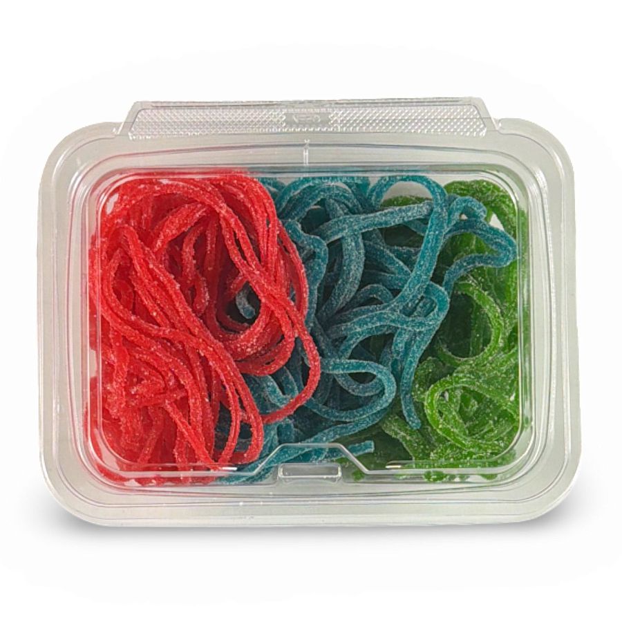 Gustafs Sour Laces Candy 8 oz Tub, Mixed Sour Green Apple, Blue Raspberry and Strawberry - Specialty Snack by Gustaf's