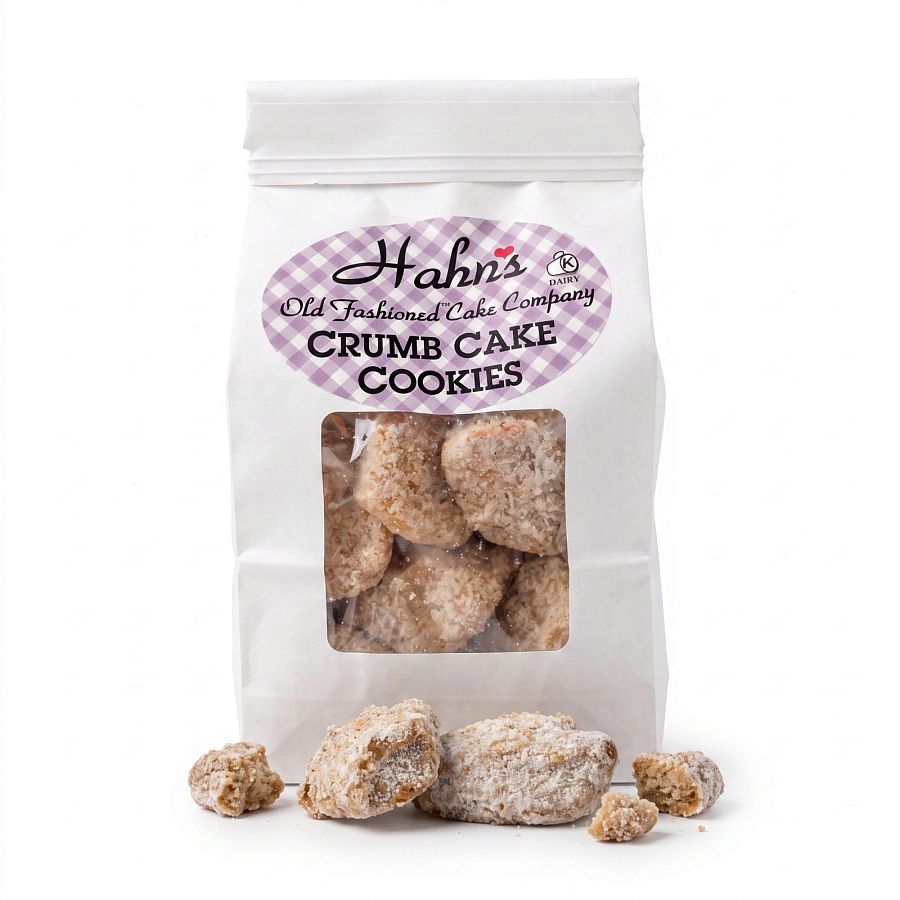 Hahn's Old Fashioned Crumb Cake Cookies, 8 oz Bag or 8 Pack of 2 oz Resealable Bags, Buttery Crumb Topping Snack - Specialty Snack by Hahn's