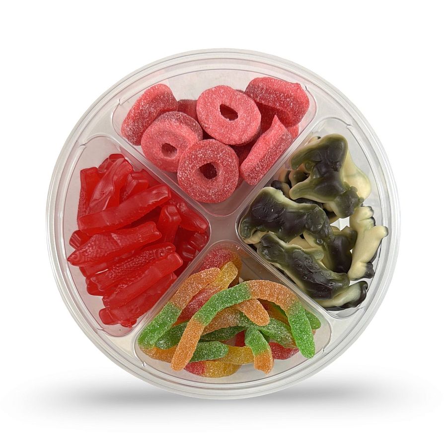 Halal Turkish Gummy Candy Tray – 4 Compartment Assorted Gummies (Approx. 1 lb 2 oz Each) | Beef Gelatin | Imported from Turkey | 2, 3 or 6 Pack (Mix Varies) - Specialty Snack by Turkey