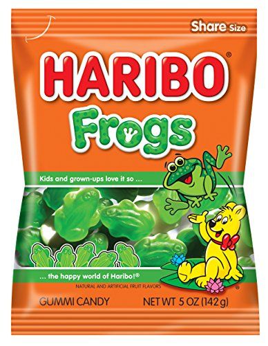 Haribo Gummi Candy, Frogs, 5 oz. Bag (Pack of 12), CLEAR - Specialty Snack by Haribo