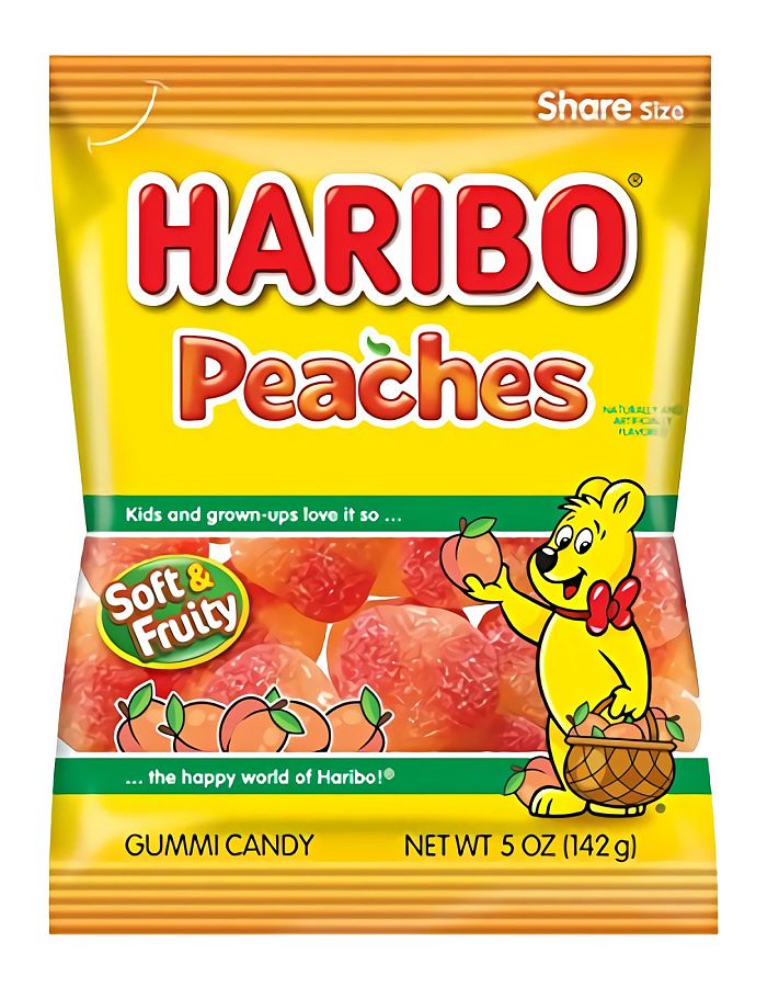 Haribo Gummi Candy, Peaches, 5 oz. Bag (Pack of 12) - Specialty Snack by Haribo