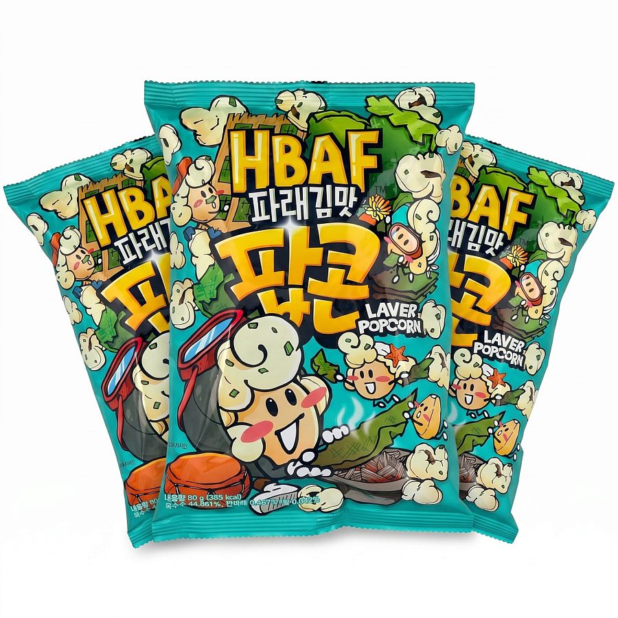 HBAF Korean Imported Exotic Popcorn,  3 Pack | Laver - Specialty Snack by HBAF