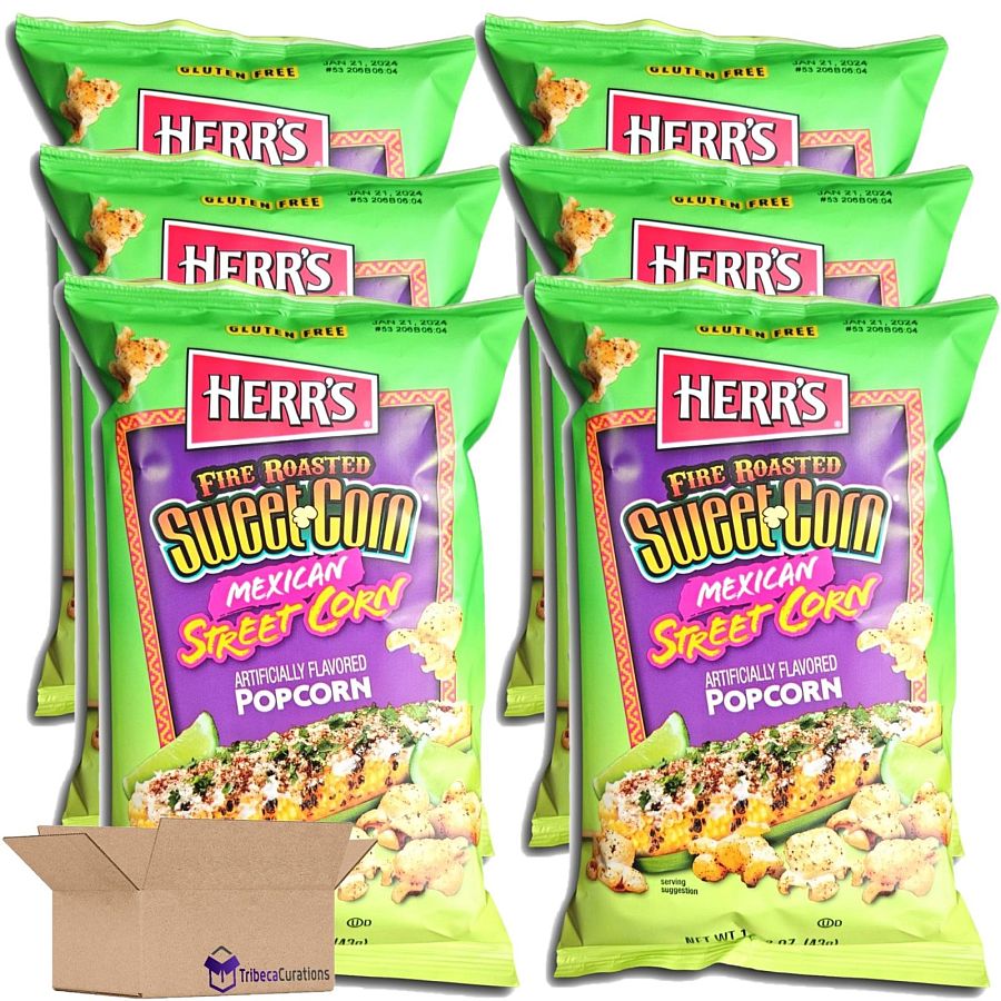 Herr's Fire Roasted Mexican Street Corn Popcorn 1.5 Oz, 6 Bags - Specialty Snack by Herr's