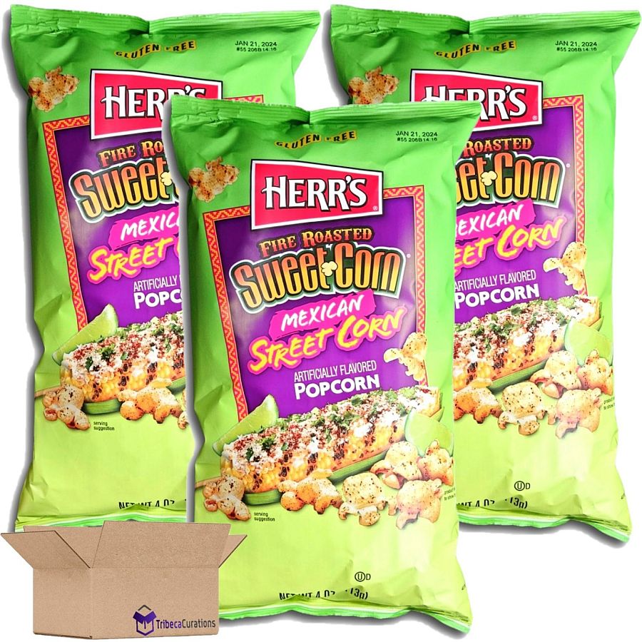 Herr's Fire Roasted Sweet Corn Mexican Street Corn Popcorn, Big Bags | Pack of 3 - Specialty Snack by Herr's