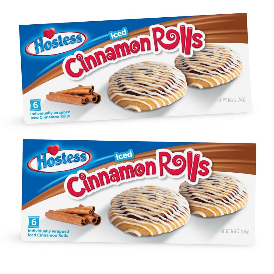 Hostess Cinnamon Rolls Snack Cake 6 Packs, 2 Boxes (12 Rolls Total) - Specialty Snack by Hostess