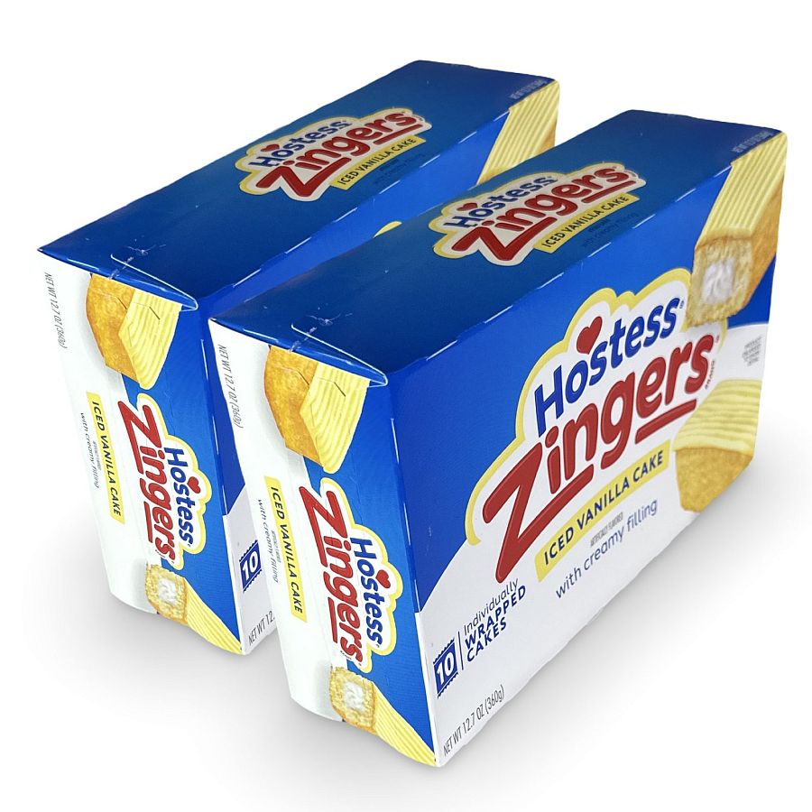 Hostess Iced Vanilla Zingers | 12.7 Ounce | 10 Count Box | Pack of 2 (20 Total Zingers) - Specialty Snack by Hostess