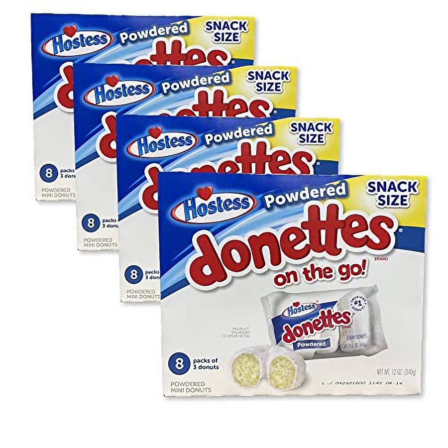 Hostess Powdered Donettes Bulk Value Pack | 96 Total Donuts - Specialty Snack by Hostess