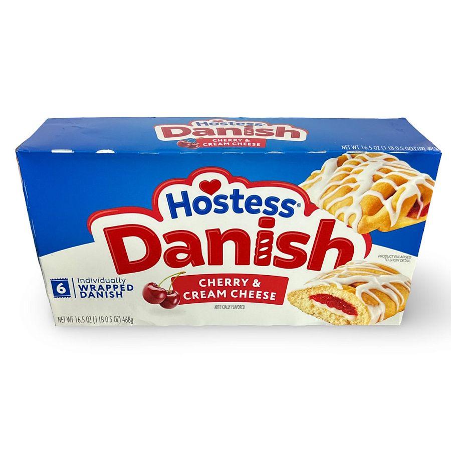 Hostess Snack Cakes Multipack Box, Cherry Danish, 6 Count Box - Specialty Snack by Hostess