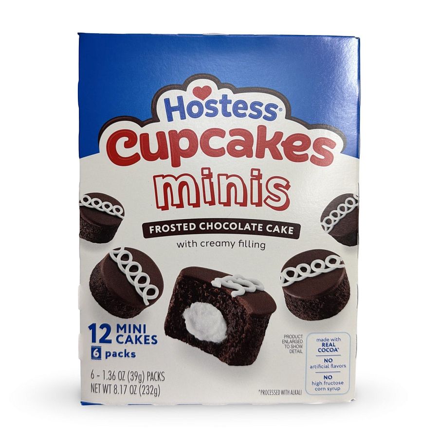 Hostess Snack Cakes Multipack Box, Chocolate Mini Cupcakes, 12 Count (6 2-Packs) Box - Specialty Snack by Hostess