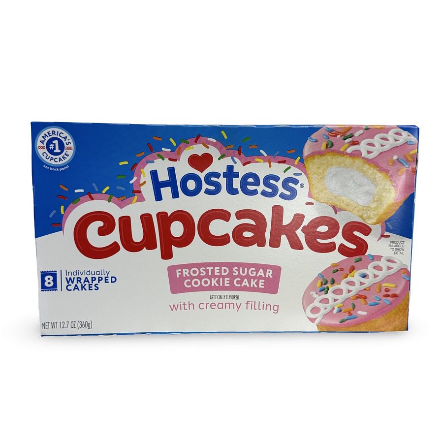 Hostess Snack Cakes Multipack Box, Frosted Sugar Cookie Cupcakes, 6 Count Box - Specialty Snack by Hostess
