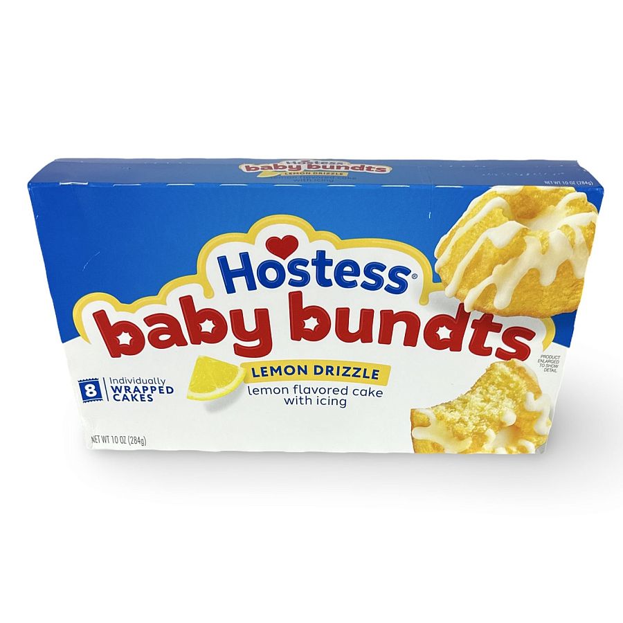Hostess Snack Cakes Multipack Box, Iced Lemon Baby Bundts, 8 Count Box - Specialty Snack by Hostess