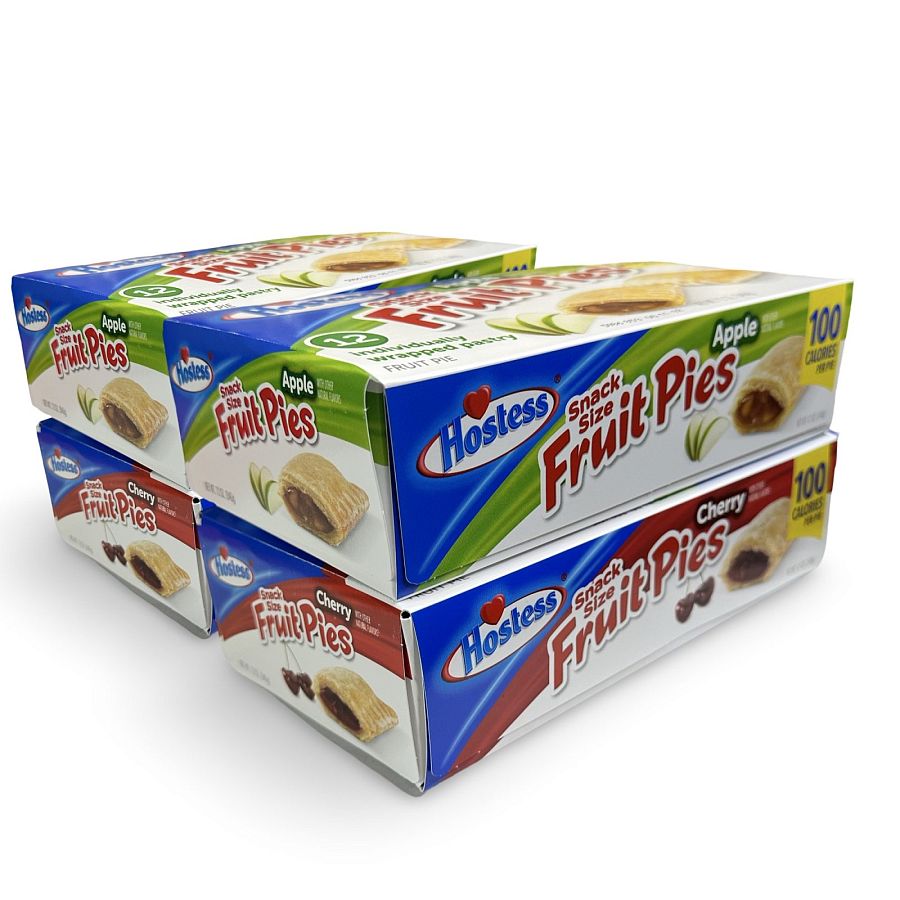 Hostess Snack Size 100 Calorie Mini Fruit Pies | Four 12 Ct Boxes | Apple & Cherry Combo | 48 Total Pies - Specialty Snack by Hostess