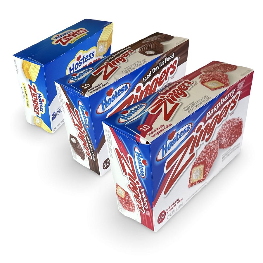 Hostess Zingers Combo | Raspberry, Iced Devil's Food & Iced Vanilla | 12.7 Ounce | Three 10 Count Boxes (30 Total Zingers) - Specialty Snack by Hostess